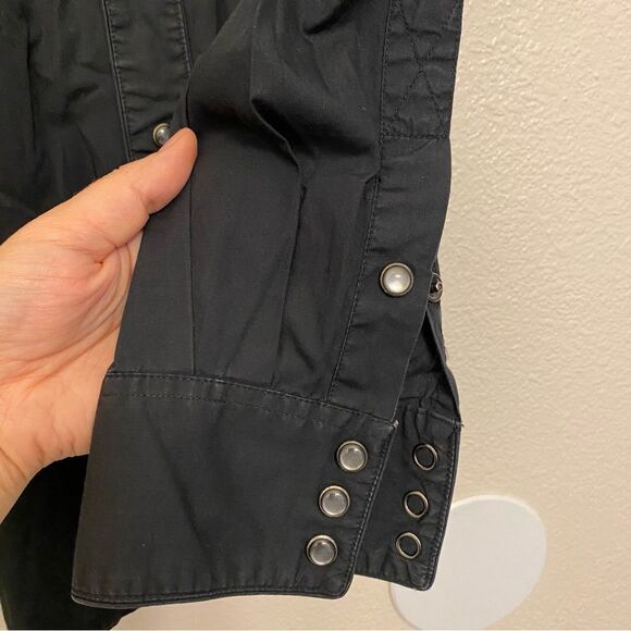 Express Pearl Snap Button Down Western Style Long Sleeve dress Shirt black L - Picture 3 of 8